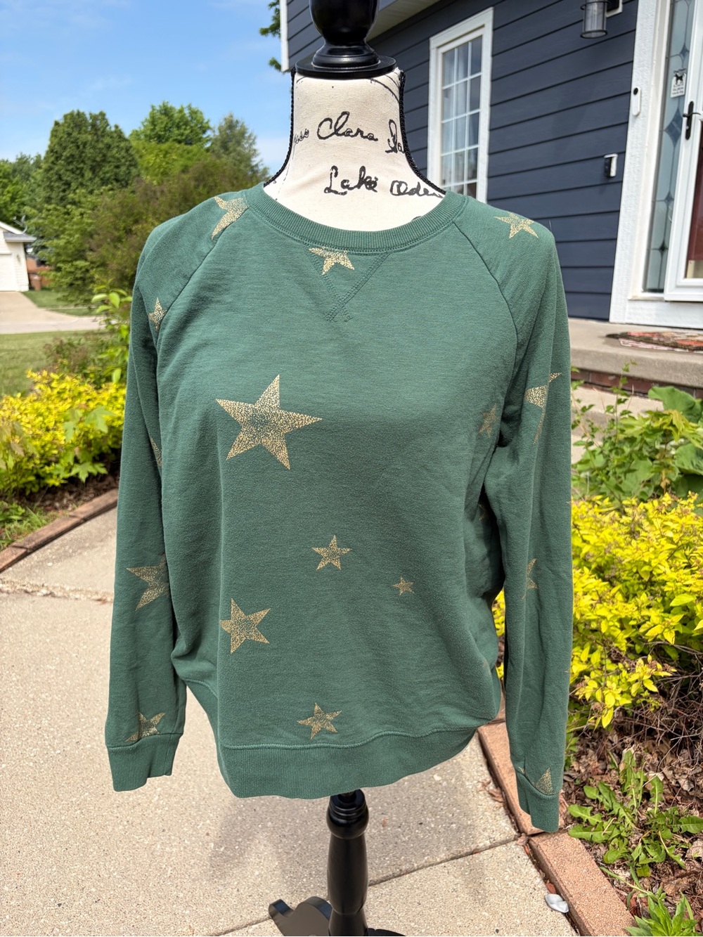 Sonoma Forest Green Sweatshirt with Gold Star Accents